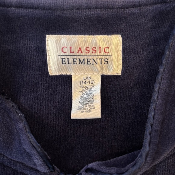 Vtg Navy Velour Zip Front House Dress Long Lounge Robe Dark Romantic Goth L - Picture 7 of 8